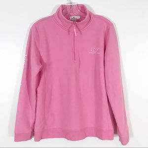 L Vineyard Vines 1/4 zip pink pullover sweatshirt